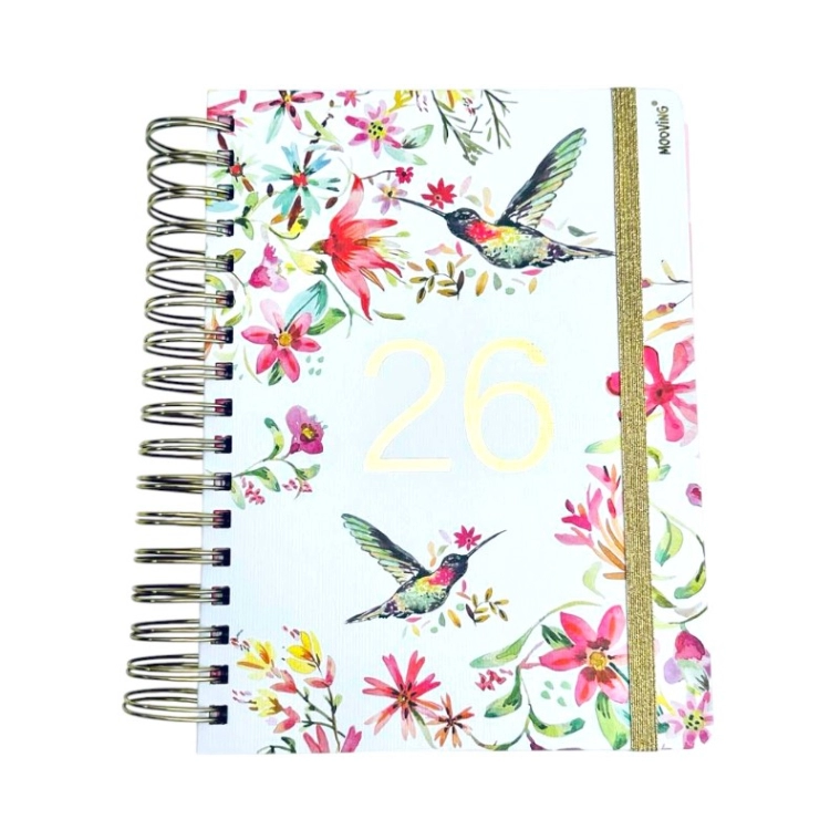 Agenda Mooving 2026 Floral 16.5x22 Dia por Pagina Espiralada Art.1414241